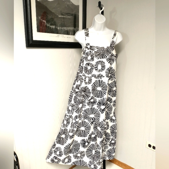 Loft (Firework) Maxi Tiered Linen Blend Square Neckline Sundress Size XS - Picture 4 of 9